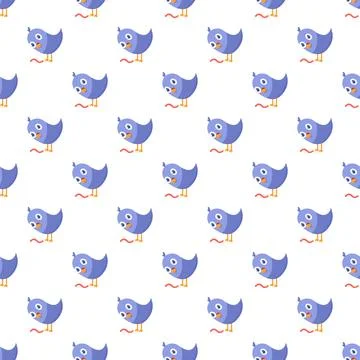 Cute blue birds finding worms seamless pattern 스톡 일러스트