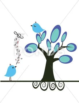 Cute blue birds on the love date Stock Illustration