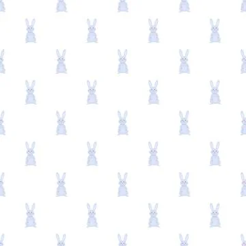 Cute blue bunnies creating seamless animal pattern Stock Illustration