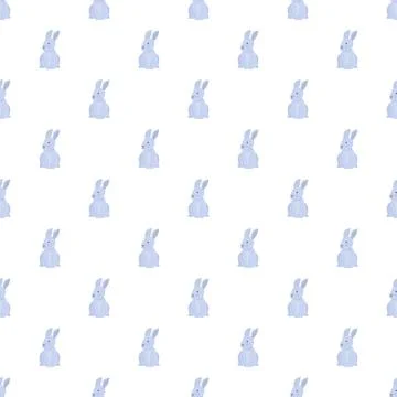 Cute blue bunnies seamless pattern repeating background Illustrazione stock