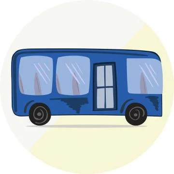 Cute blue bus icon Stock Illustration