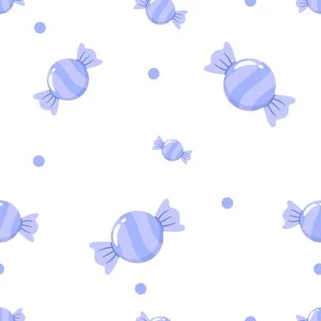 Cute Blue Candy Seamless Pattern Sweet Kawaii Background Design Stockillustratie