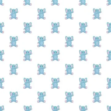 Cute blue cartoon elephants creating a cheerful seamless pattern Stock Illustration