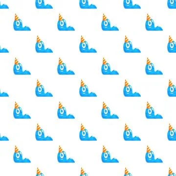 Cute blue cartoon narwhal pattern with party hat Stock Illustration
