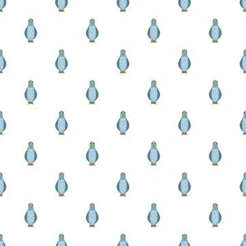 Cute blue cartoon pigeon pattern on white background Illustrazione stock