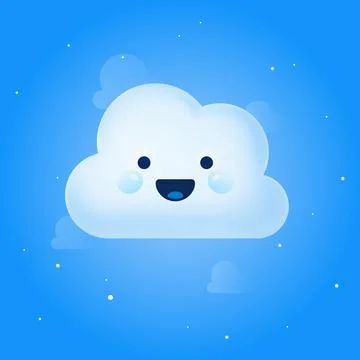 Cute Blue Cloud Cartoon Stock Illustration