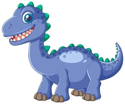 Cute Blue Dinosaur Illustration Stock Illustration