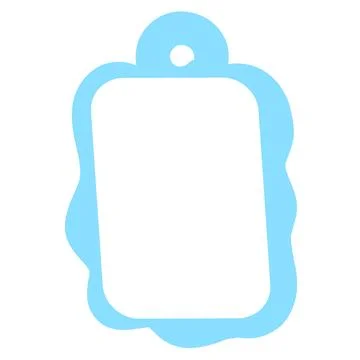 Cute blue doodle frame tag with scallop edge hand drawn rectangle shape border Stockillustratie