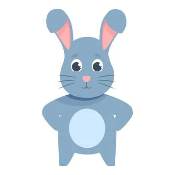 Cute blue easter bunny rabbit standing with hands on hips 스톡 일러스트