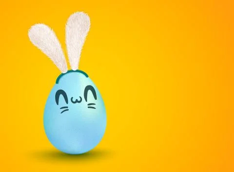 Cute blue egg with bunny ears Stock Illustration