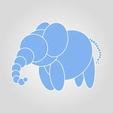 Cute blue elephant on gray background illustration Stock Illustration