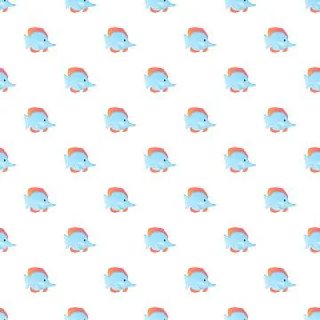 Cute blue fish creating seamless pattern wallpaper Stock Illustration