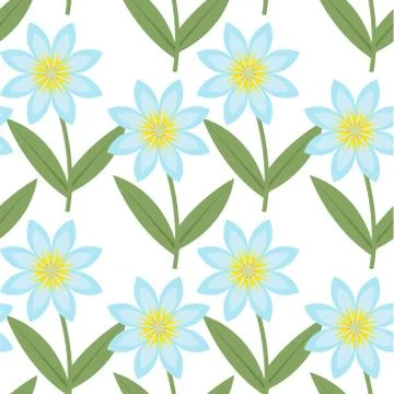 Cute blue flowers seamless pattern. Spring floral repeating textures. Summer Stock Illustration