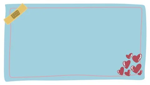 Cute blue frame with plaster and hearts, perfect for love and health themed p Stock-Illustration