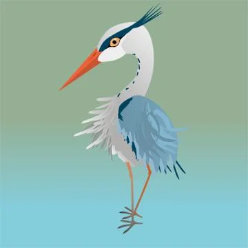 Cute blue heron Illustrazione stock