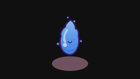 Cute blue liquid ghost character bouncing on a circular shadow over black b.. Stock Footage 340918614