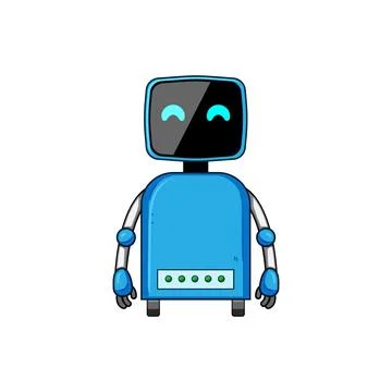 Cute blue robot character mascot digital technology Stock Illustration