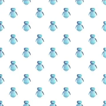 Cute blue robot characters forming a seamless pattern Stock Illustration