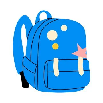 Cute blue school backpack with star pattern 스톡 일러스트