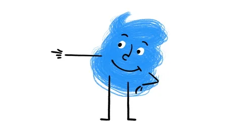 Cute Blue Scribble Character Pointing 4K Horizontal Animated Video 스톡 동영상 325085169
