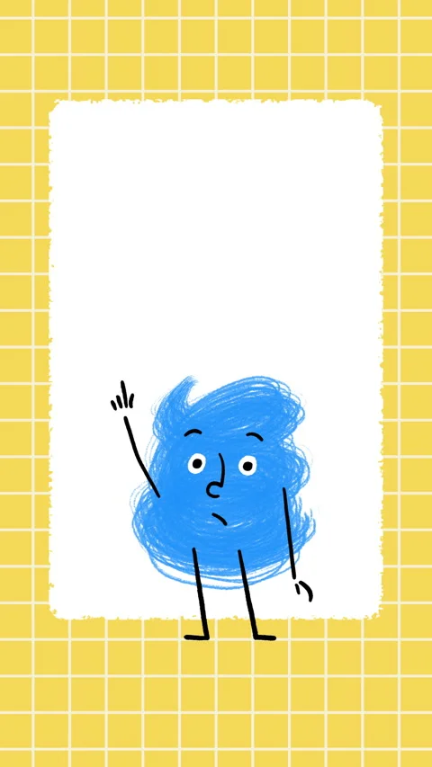 Cute Blue Scribble Character Social Asking 4K Vertical Story Animation Video Stock Footage 325085196