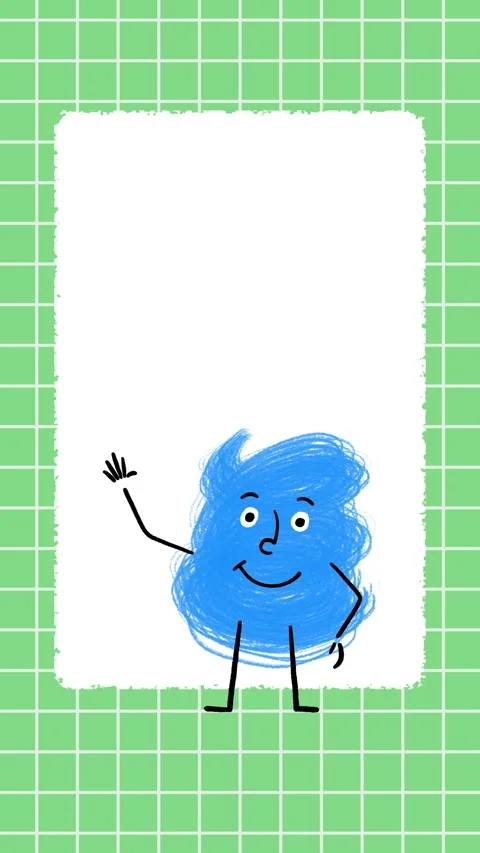 Cute Blue Scribble Character Social Waving 4K Vertical Story Video Animation Video stock 325085996