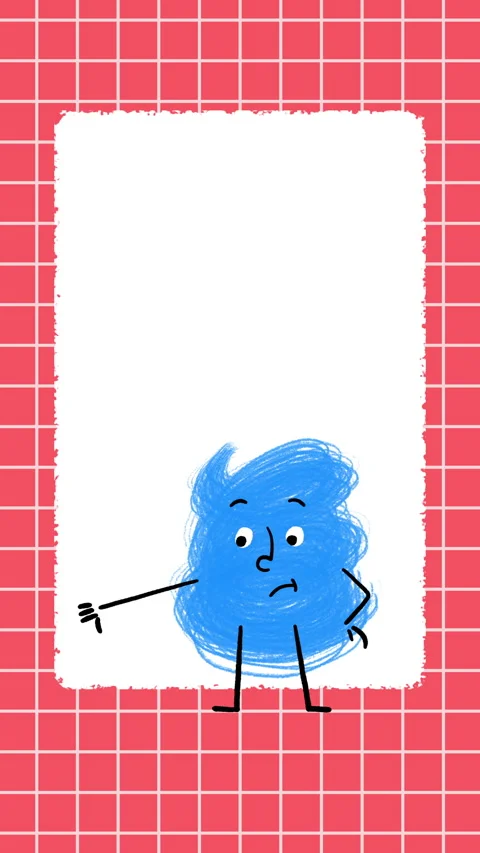Cute Blue Scribble Character ThumbsDown 4K Vertical Animated Story Video Loop Video stock 325085457