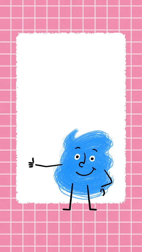 Cute Blue Scribble Character ThumbsUp 4K Vertical Animation Video stock 325085503
