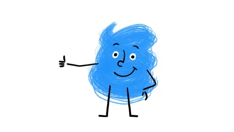 Cute Blue Scribble Character ThumbUp 4K Horizontal Aniamtion Loop Video stock 325086208