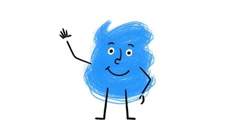 Cute Blue Scribble Character Wave 4K Horizontal Video Animation Stock Footage 325086612