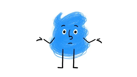 Cute Blue Scribble Doodle Character Don't Know 4K Horizontal Animated Video Stock Footage 325084813