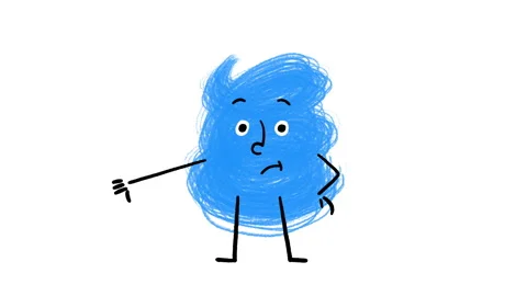 Cute Blue Scribble Doodle Character Thumbs Down 4K Horizontal Animated Video 스톡 동영상 325086276