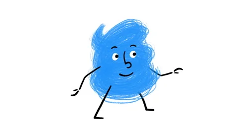 Cute Blue Scribble Doodle Character WALK Scribble 4K Horizontal Animation Video Video stock 325086514