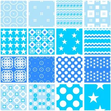 Cute blue seamless patterns. Endless texture Stock Illustration