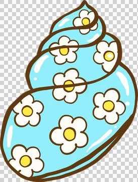 Cute blue Shell with Floral Design Stock Illustration