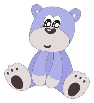 Cute blue sitting bear-isolated Stock Illustration