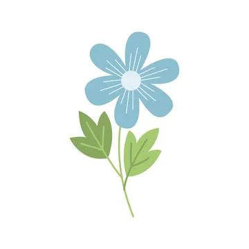 Cute blue stylized spring flower on white background. Botanical clipart 스톡 일러스트