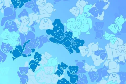 Cute blue teddy bear seamless pattern background 스톡 일러스트