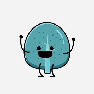 Cute Blue Tree Mascot Vector Character in Flat Design Style Stock Illustration