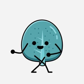 Cute Blue Tree Mascot Vector Character in Flat Design Style Stock Illustration