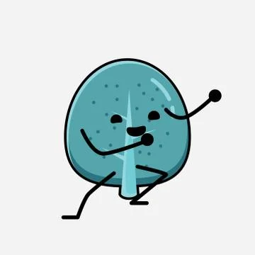 Cute Blue Tree Mascot Vector Character in Flat Design Style Stock Illustration