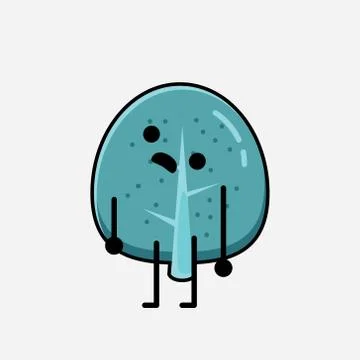 Cute Blue Tree Mascot Vector Character in Flat Design Style Stock Illustration