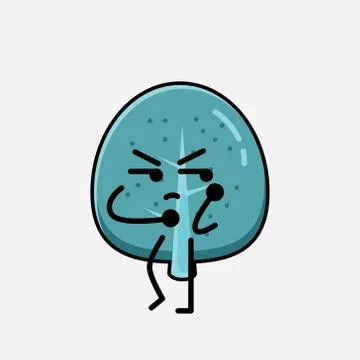 Cute Blue Tree Mascot Vector Character in Flat Design Style Stock Illustration