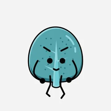 Cute Blue Tree Mascot Vector Character in Flat Design Style Stock Illustration