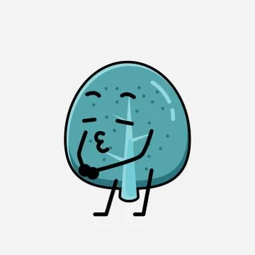 Cute Blue Tree Mascot Vector Character in Flat Design Style Stock Illustration