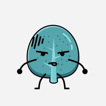 Cute Blue Tree Mascot Vector Character in Flat Design Style Stock Illustration