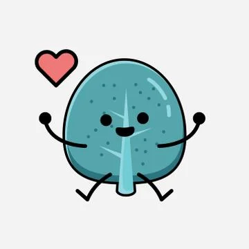 Cute Blue Tree Mascot Vector Character in Flat Design Style Stock Illustration