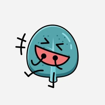 Cute Blue Tree Mascot Vector Character in Flat Design Style Stock Illustration