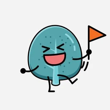 Cute Blue Tree Mascot Vector Character in Flat Design Style Stock Illustration