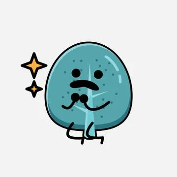 Cute Blue Tree Mascot Vector Character in Flat Design Style Stock Illustration